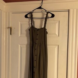 Olive Button-Down Women's Dress